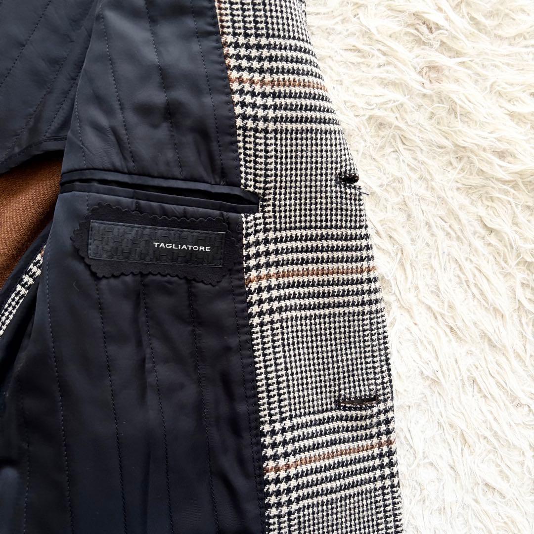 <極美品>TAGLIATORE 新ロゴ ツイード ウール チェスターコート 48