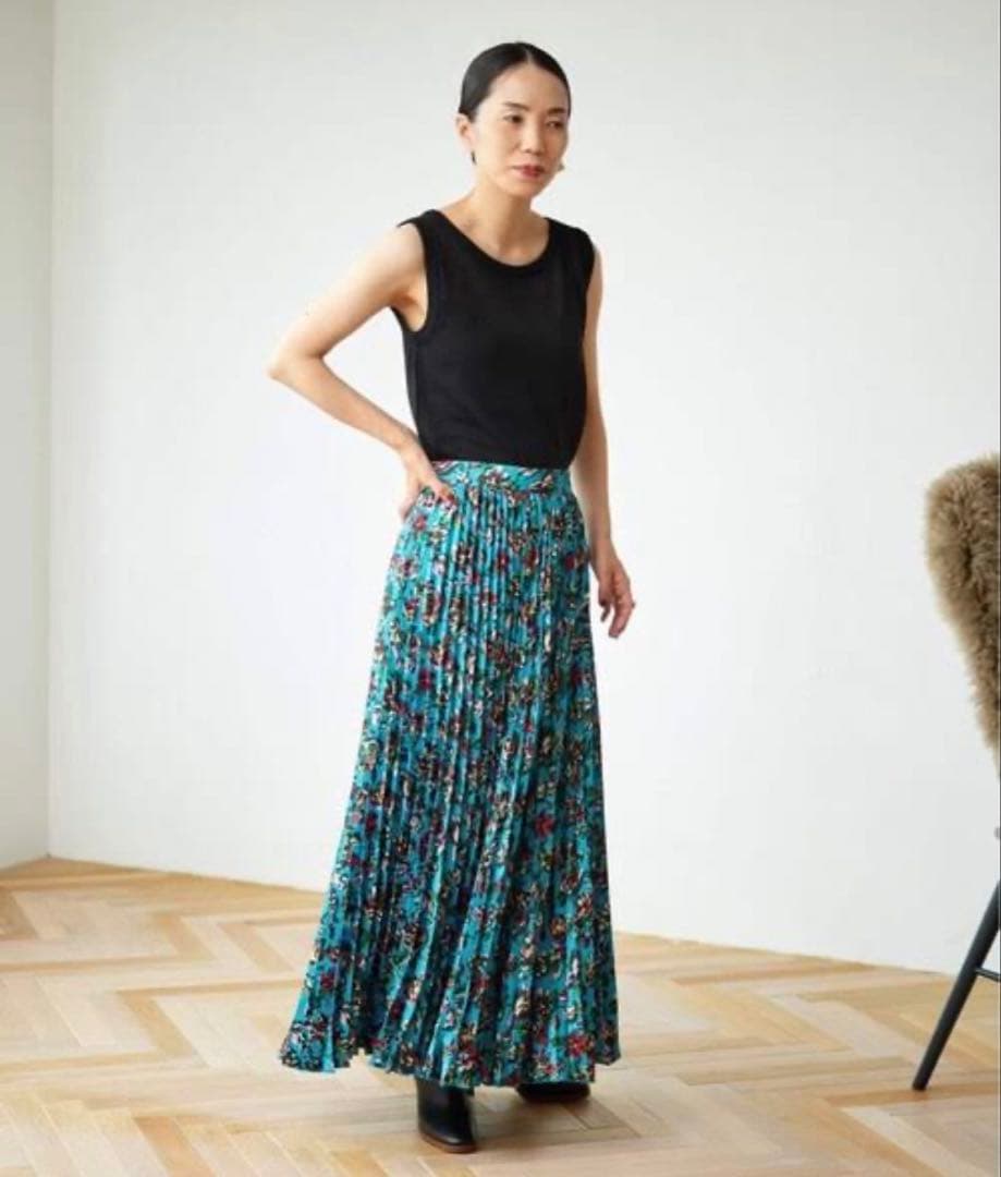 VERMEIL par iena 花柄プリーツロングスカート