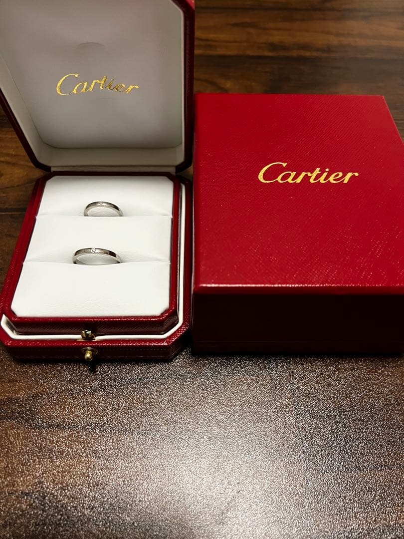 カルティエ Cartier プラチナ ペア結婚指輪 1Pダイヤ　付属品完備