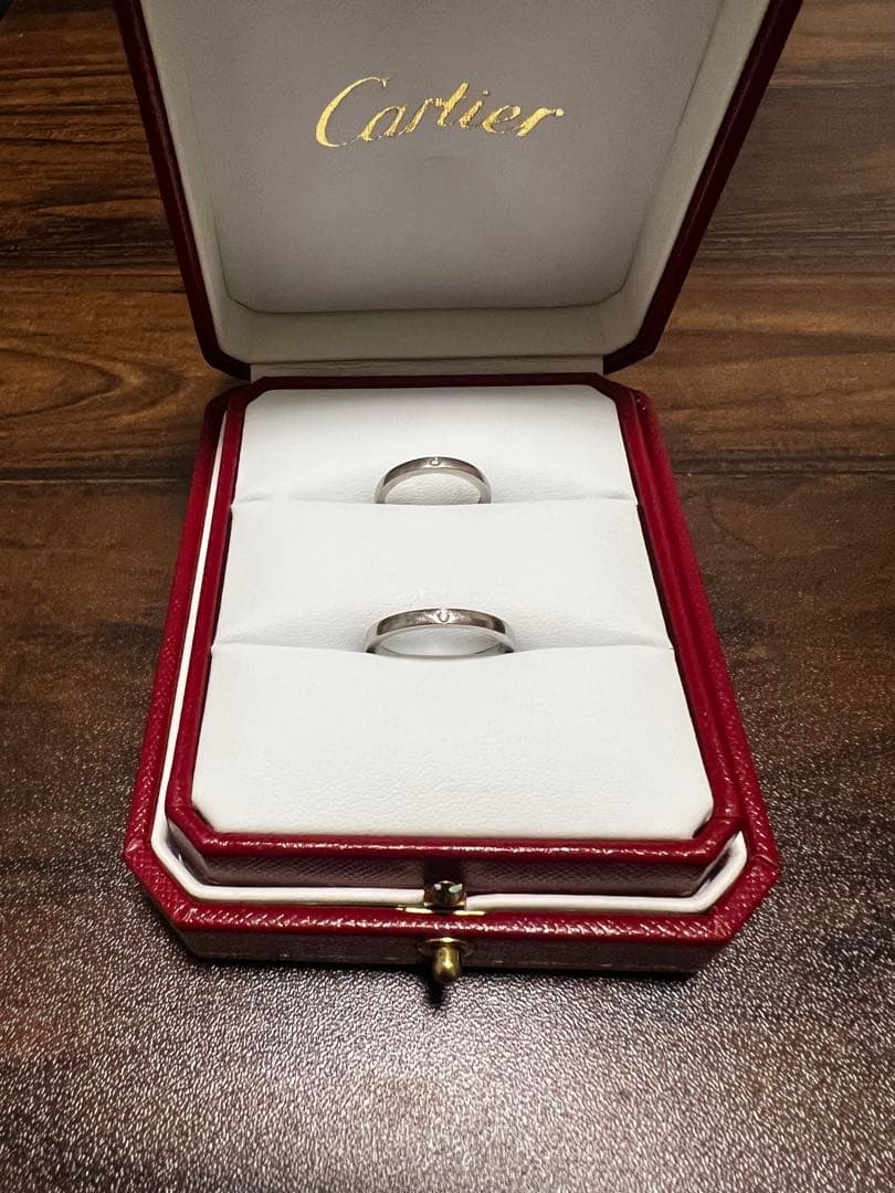 カルティエ Cartier プラチナ ペア結婚指輪 1Pダイヤ　付属品完備