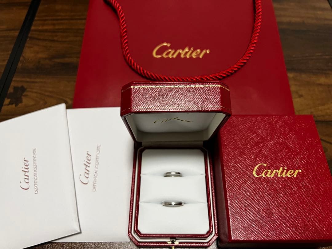 カルティエ Cartier プラチナ ペア結婚指輪 1Pダイヤ　付属品完備