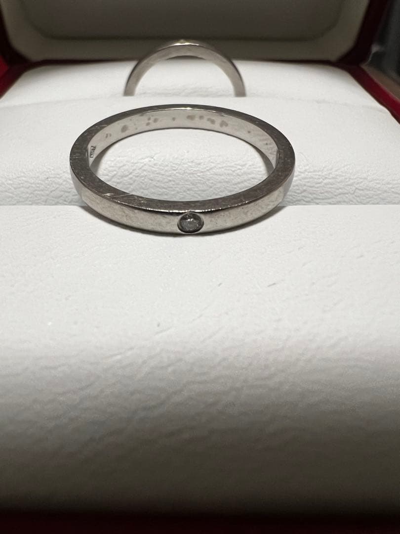 カルティエ Cartier プラチナ ペア結婚指輪 1Pダイヤ　付属品完備