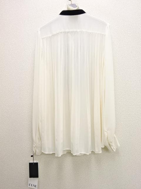 新品　VERMEIL par iena【リュンヌ】リボン プリーツブラウス 白