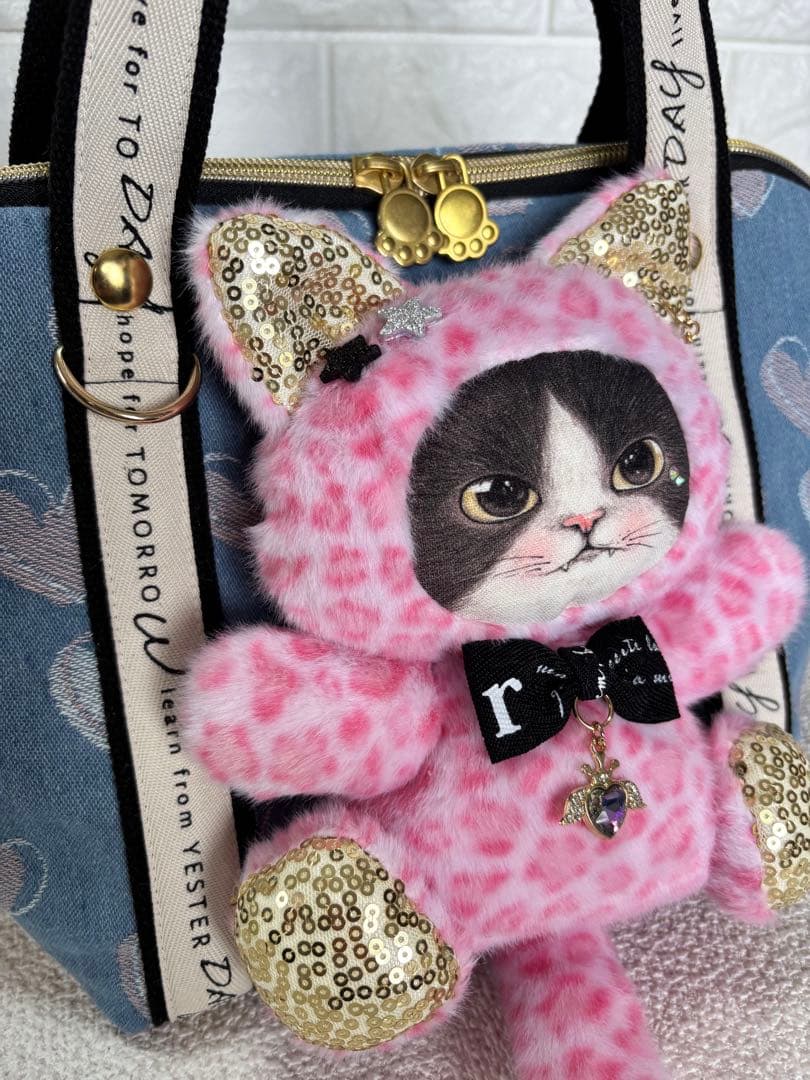 黒*こ様 コヤンイサムチョン　シェル型バッグ　ジョーズくん　ハート柄デニム　ねこ