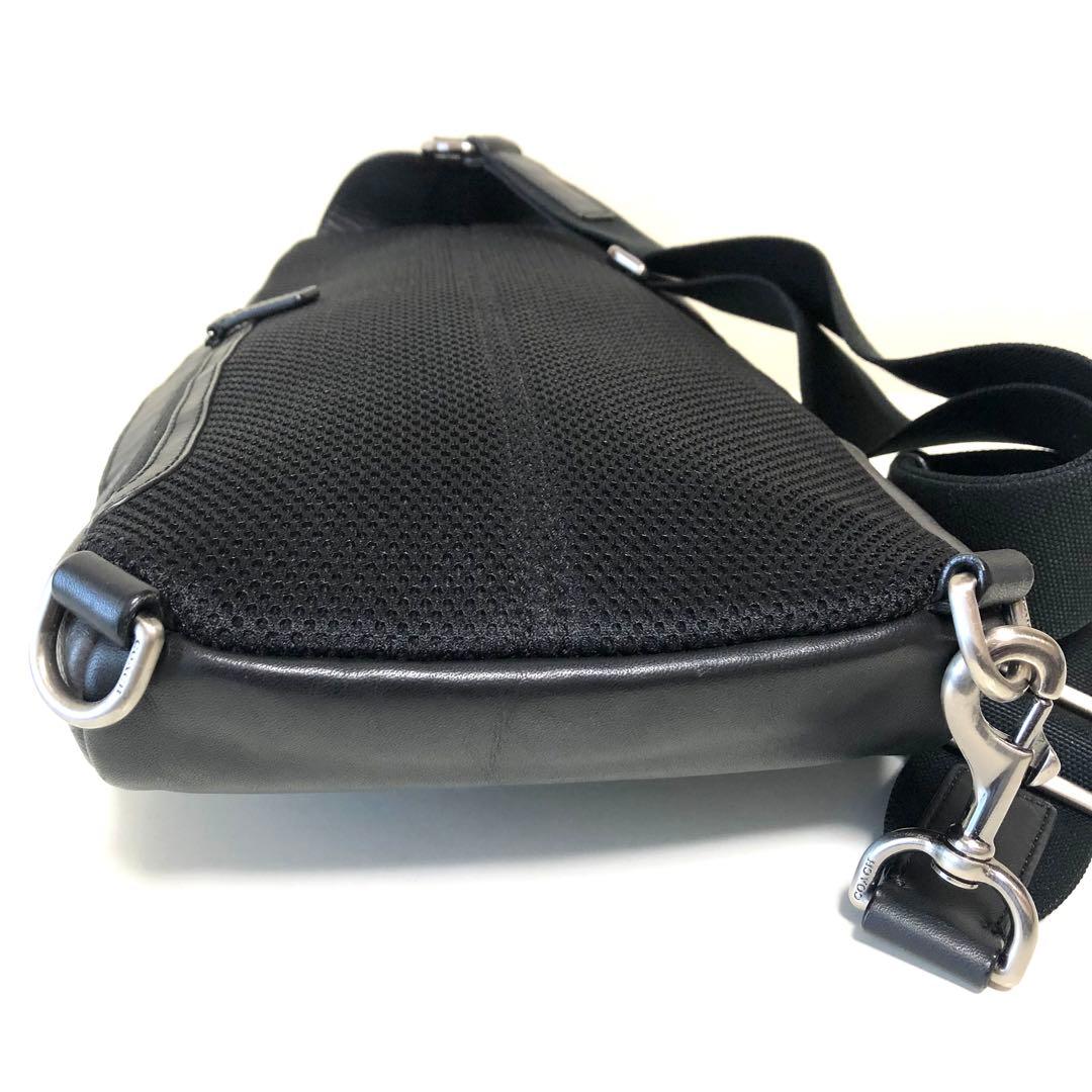 COACH コーチ ボディバッグ シボ革 グレー×ブラック
