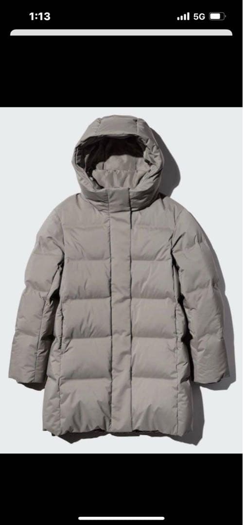 UNIQLO　ユニクロ　シームレスダウンショートコート　グレー　M