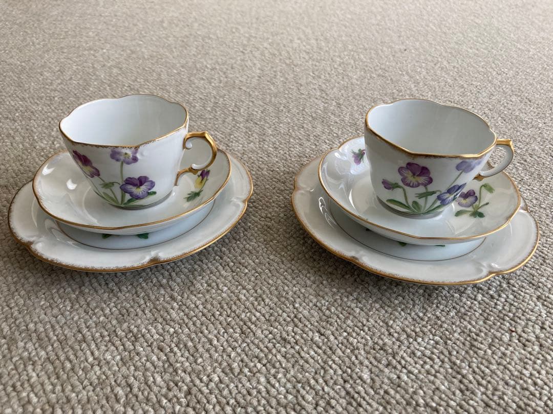 【希少・限定品】大倉陶園 シェイクスピアフラワーズ パンジー トリオ