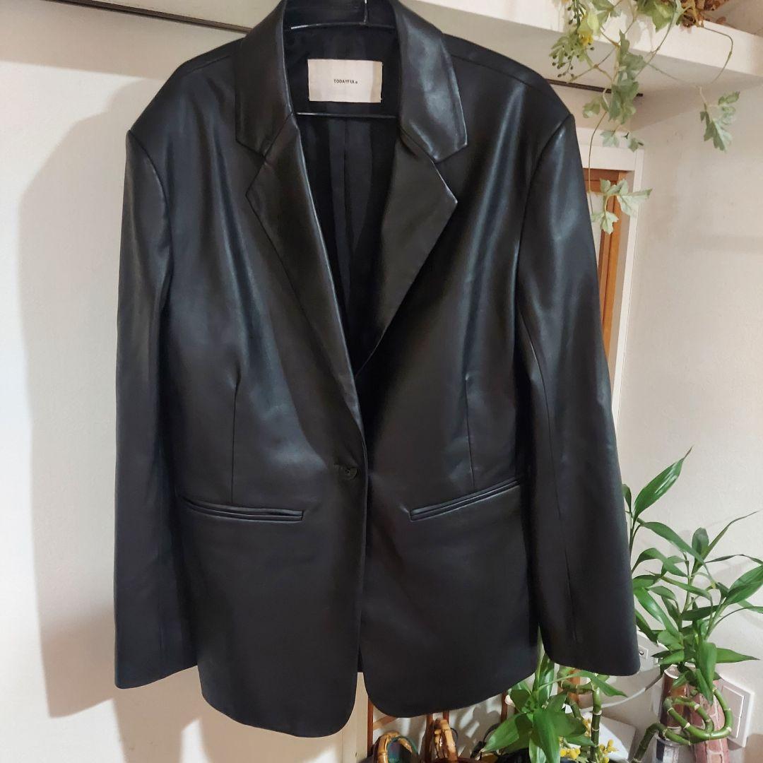 ☆未使用☆TODAYFUL　トゥデイフル　黒 エコレザーテイラージャケット38