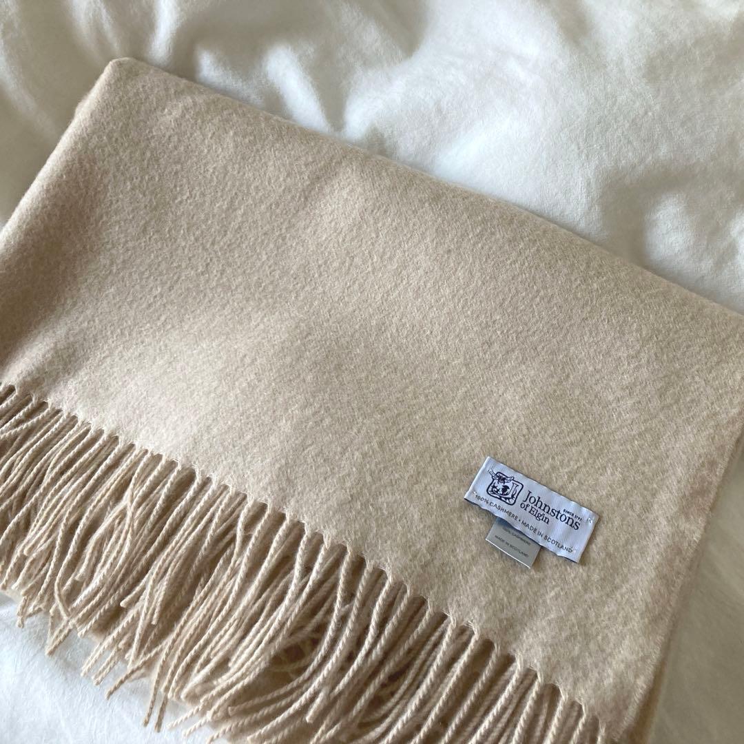 【希少】ジョンストンズ 大判ストール Natural Undyed 無染色 無地