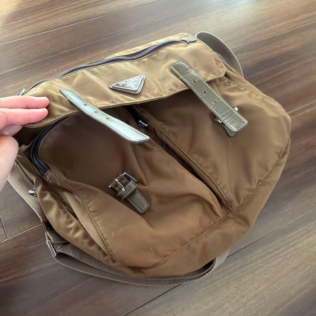 最終金額　PRADA ブラウン ショルダーバッグ　バッグ　ナイロン