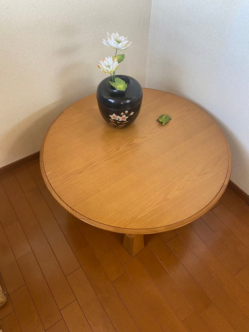 昭和レトロ系　円卓四つ折りちゃぶ台折りたたみ 直径　80×高さ36