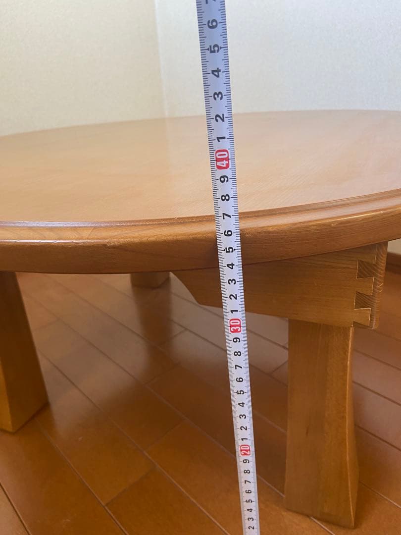 昭和レトロ系　円卓四つ折りちゃぶ台折りたたみ 直径　80×高さ36