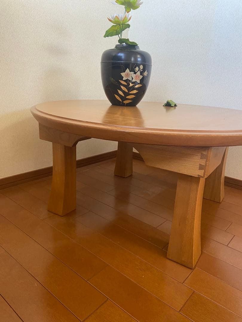 昭和レトロ系　円卓四つ折りちゃぶ台折りたたみ 直径　80×高さ36