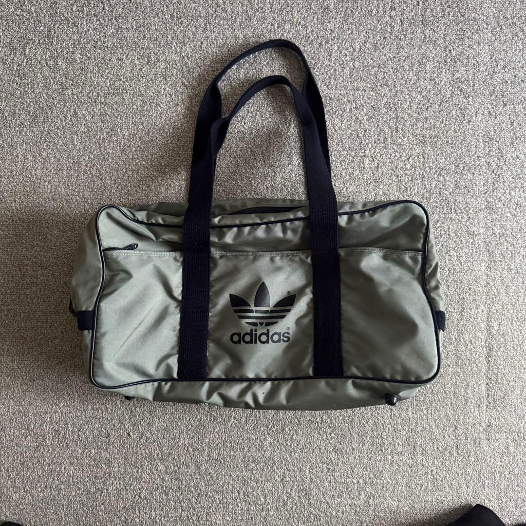 old adidas スクールバッグ スクバ グレー ワッぺ 兼松