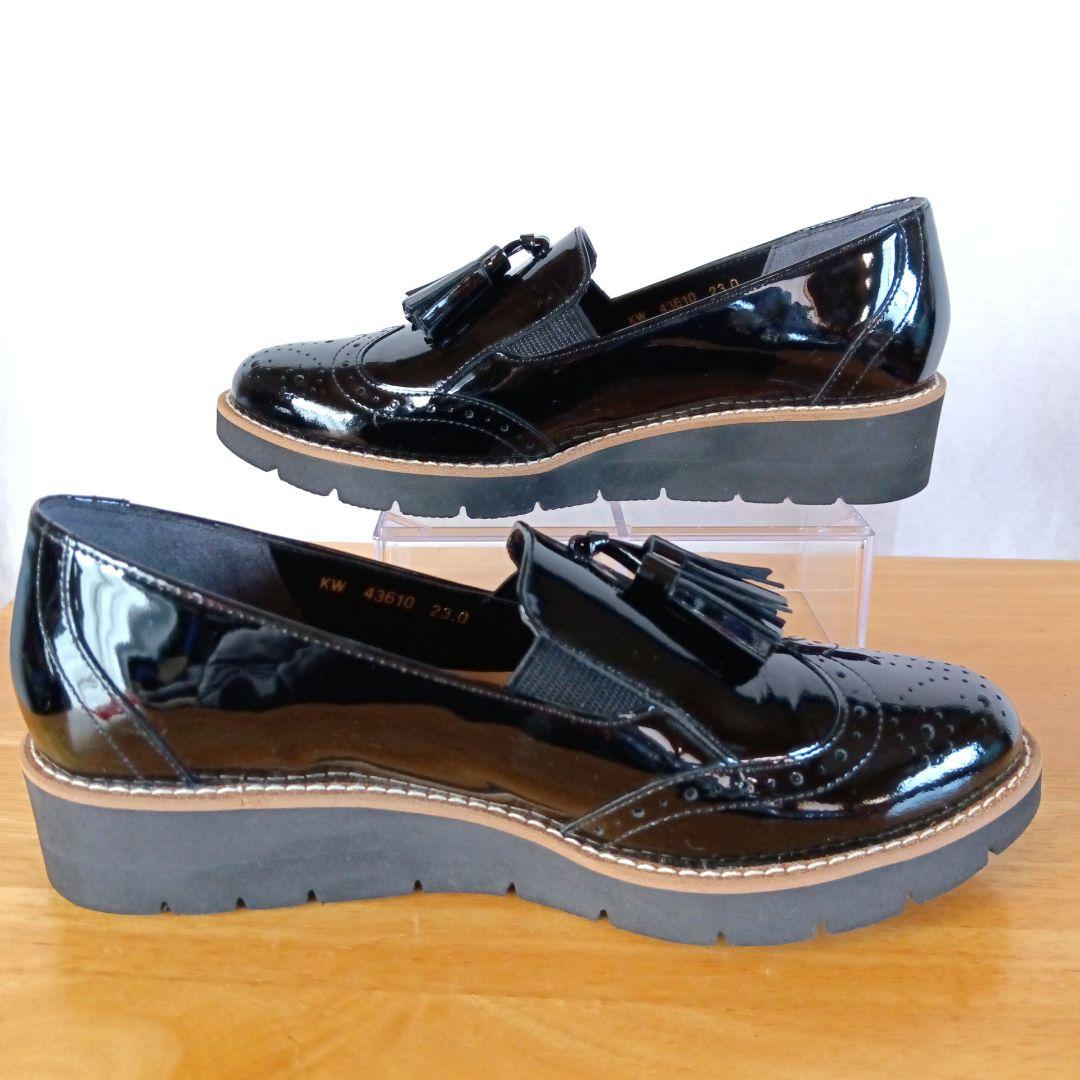 極美品◆DIANA ダイアナ WELLFIT エナメル タッセル ブラック