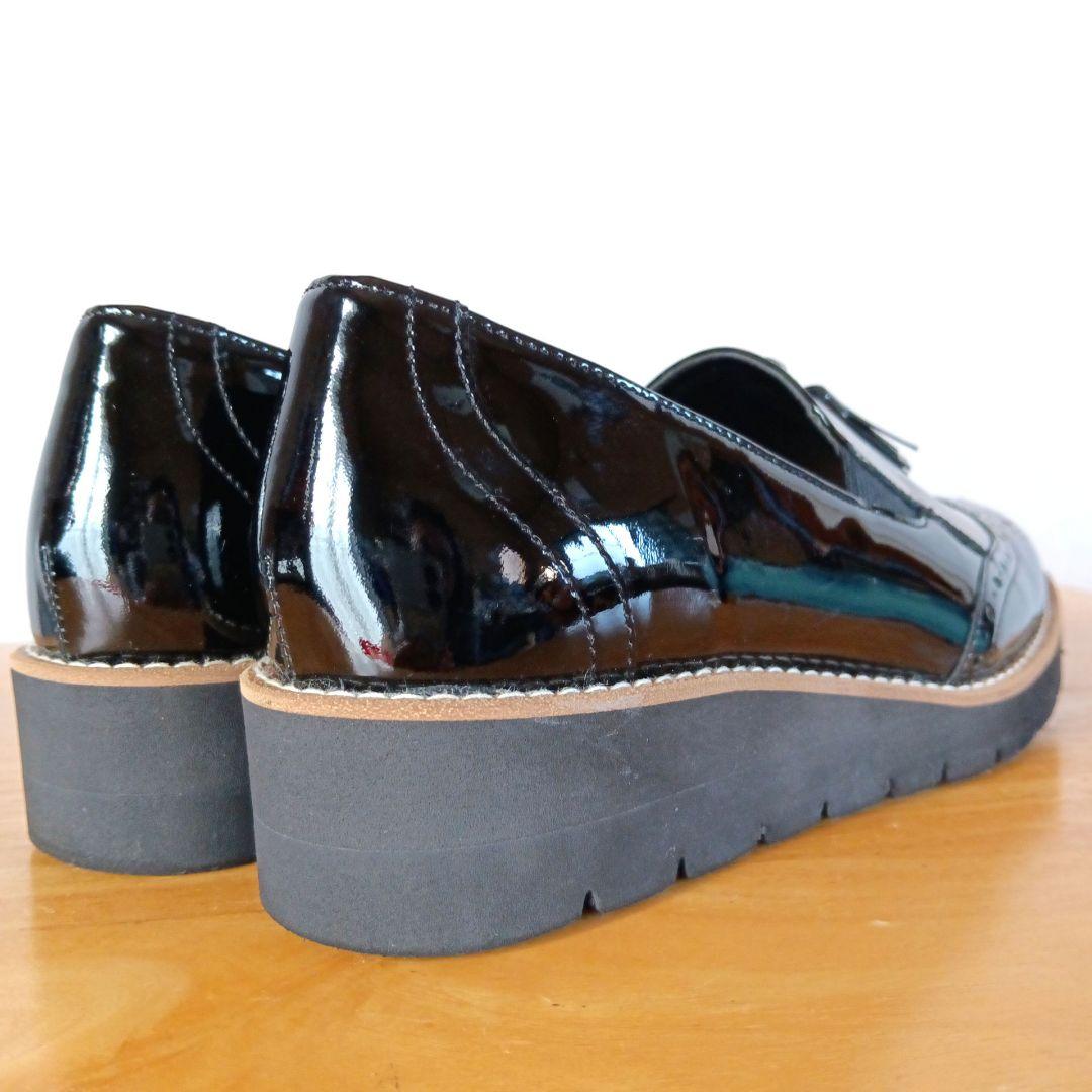 極美品◆DIANA ダイアナ WELLFIT エナメル タッセル ブラック