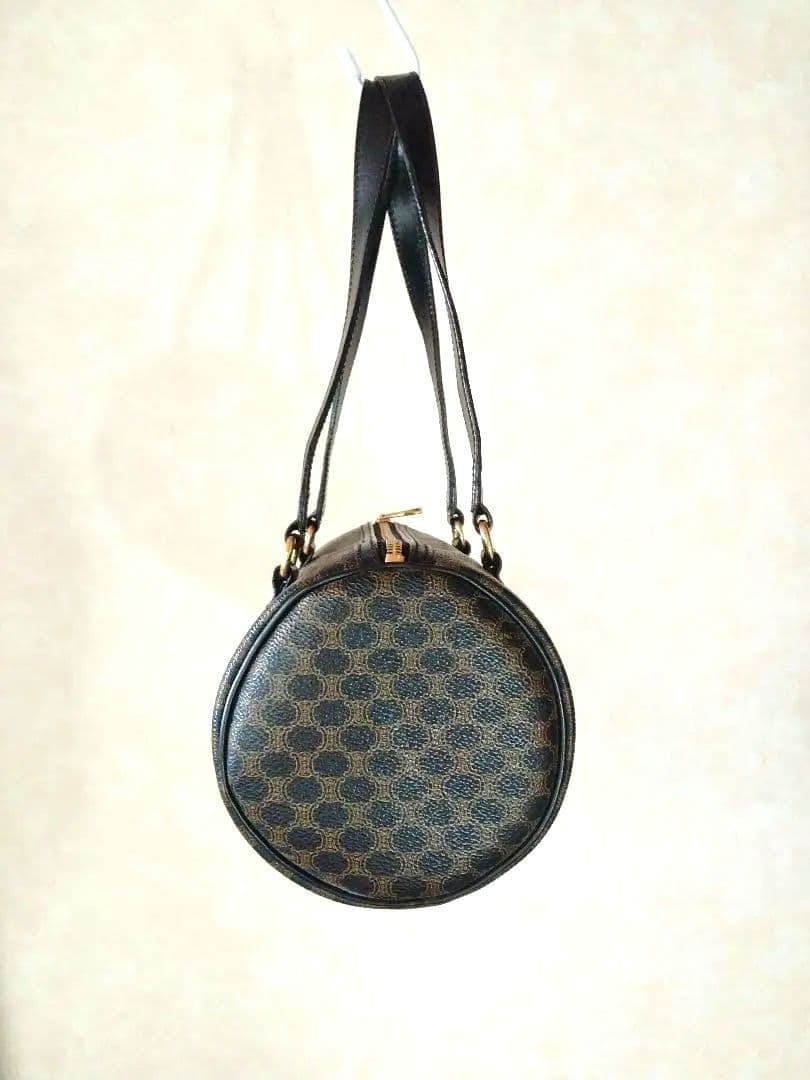 セリーヌ マカダム ブラゾン柄 円筒型 ブラウン レア 希少 美品 匿名配送