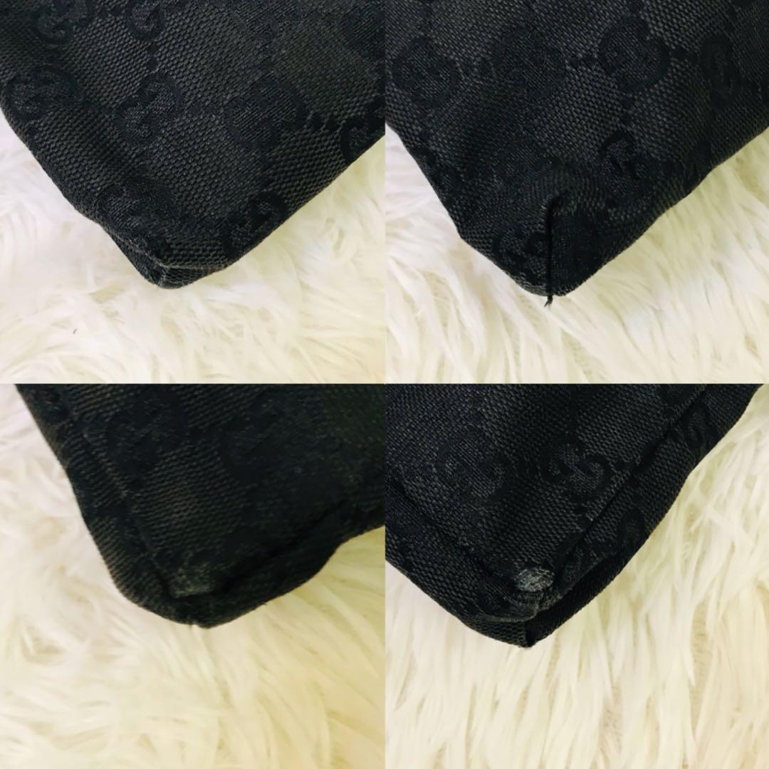 【美品】グッチ ウエストポーチ GG柄 キャンバス ブラック ウエストポーチ