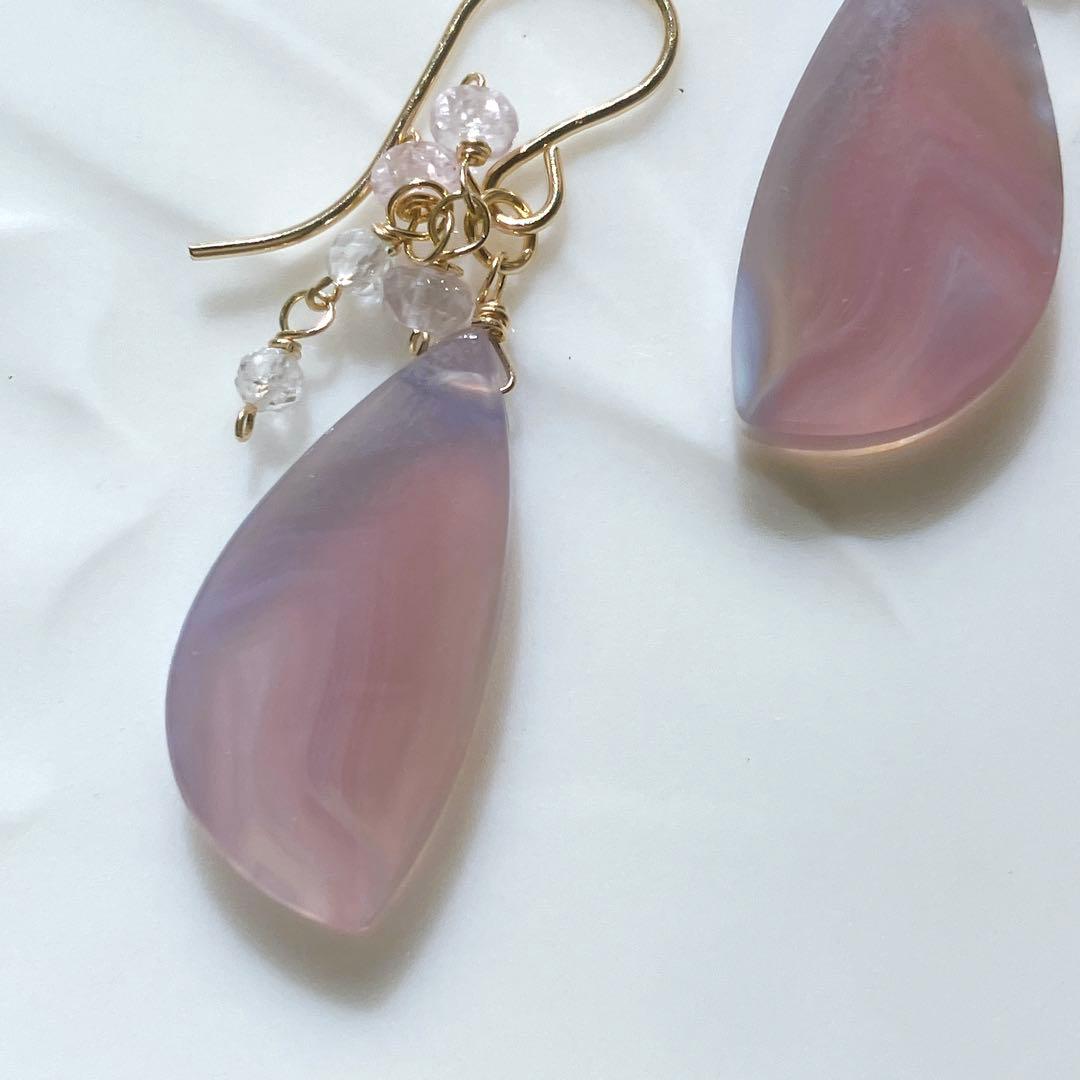 Kaya◆パープルアゲート×シルキーピンクサファイアピアス✧14kgf