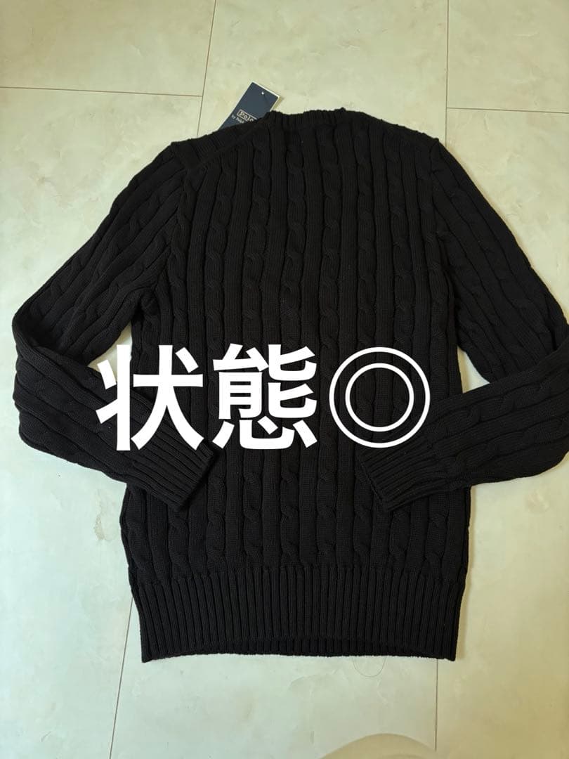 未使用ラルフローレンPOLO黒セーターケーブル編みSニットRalphLauren