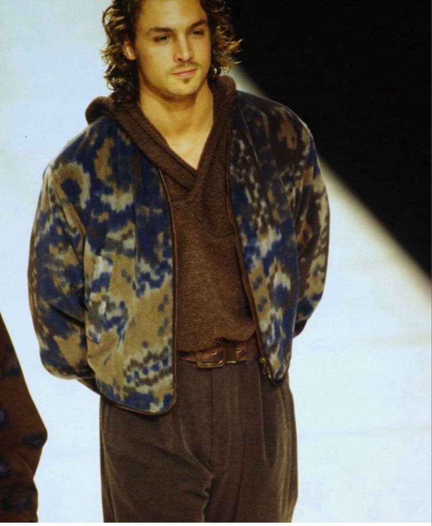 希少 90s エンポリオアルマーニ ウール ボア ボンバージャケット 短丈 黒