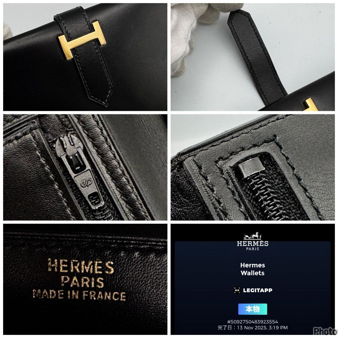 未使用に近い❤️エルメス✨ベアン✨クラシック✨ブラック✨二つ折り　長財布