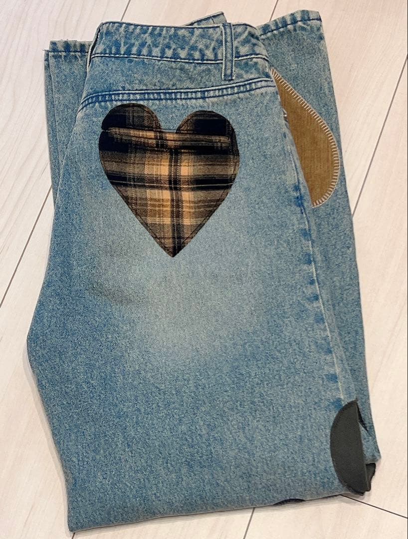 Darich ランダムハートパッチワークデニムパンツ