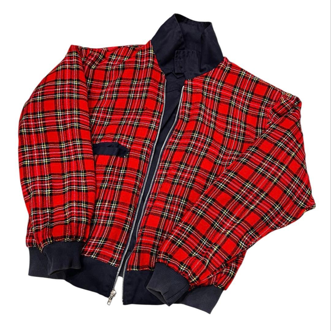 EURO VINTAGE UK製ハリントンジャケット NAVY/タータンチェック