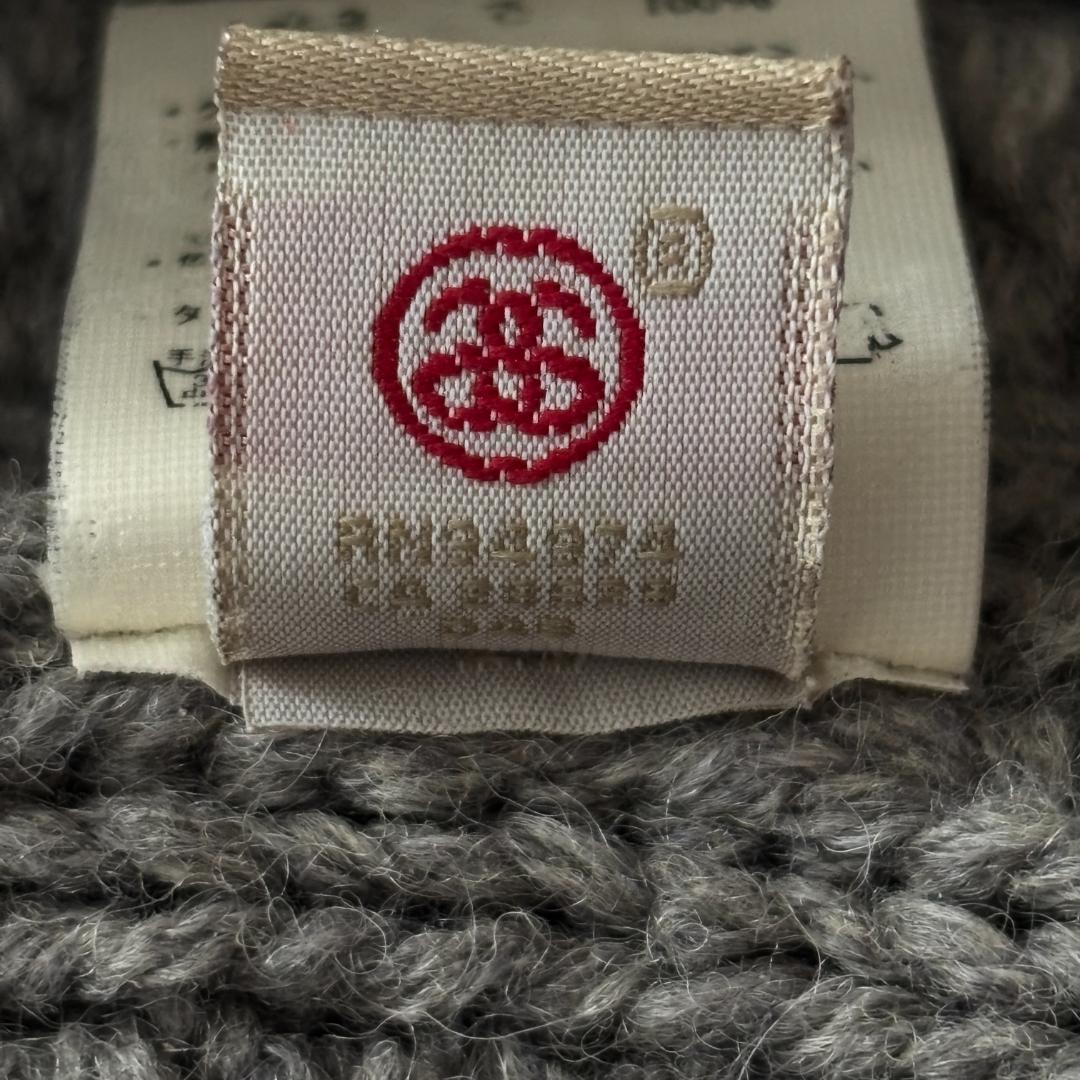 【超人気・極美品】ステューシー/ケーブルニット/厚手/ボタンロゴ/タブロゴ/XL