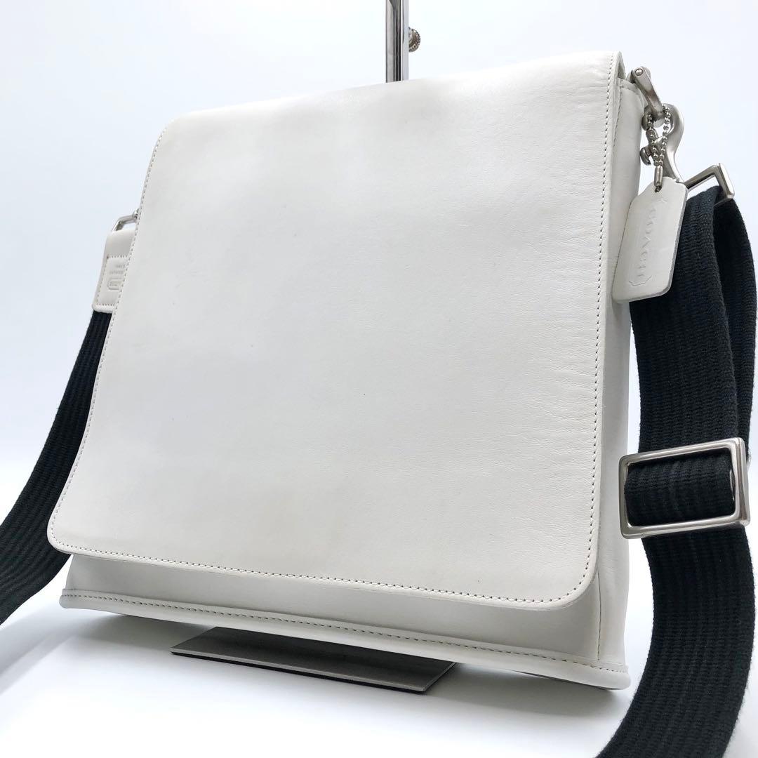 USA製 オールドコーチ ショルダーバッグ フラップ ホワイト レザー