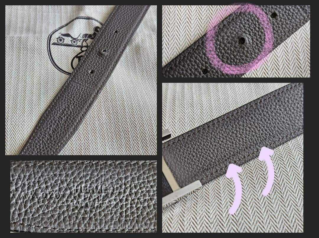 エルメス レザー ベルト リバーシブル ブラック メンズ H