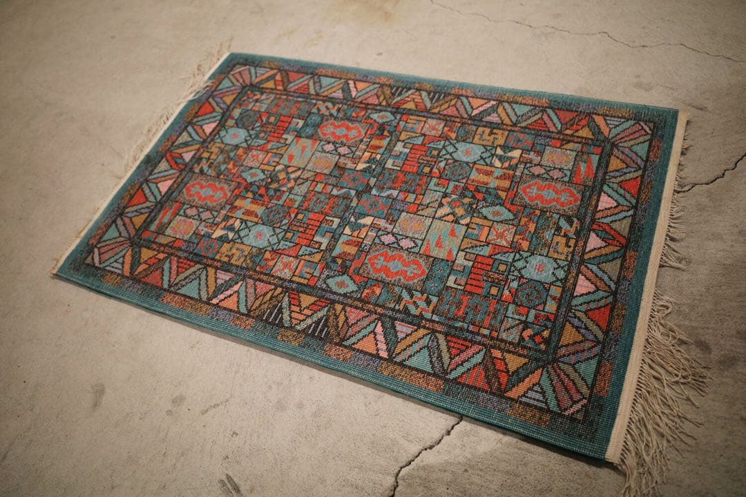 vintage ヴィンテージ　ラグ　幾何学模様　ミッドセンチュリー バウハウス