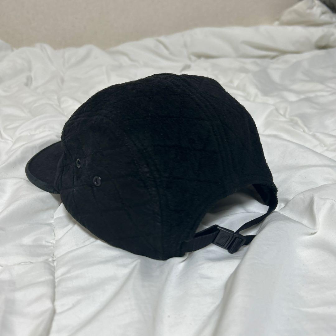 <希少> Supreme キルティング コーデュロイ キャップ 黒 ボックスロゴ