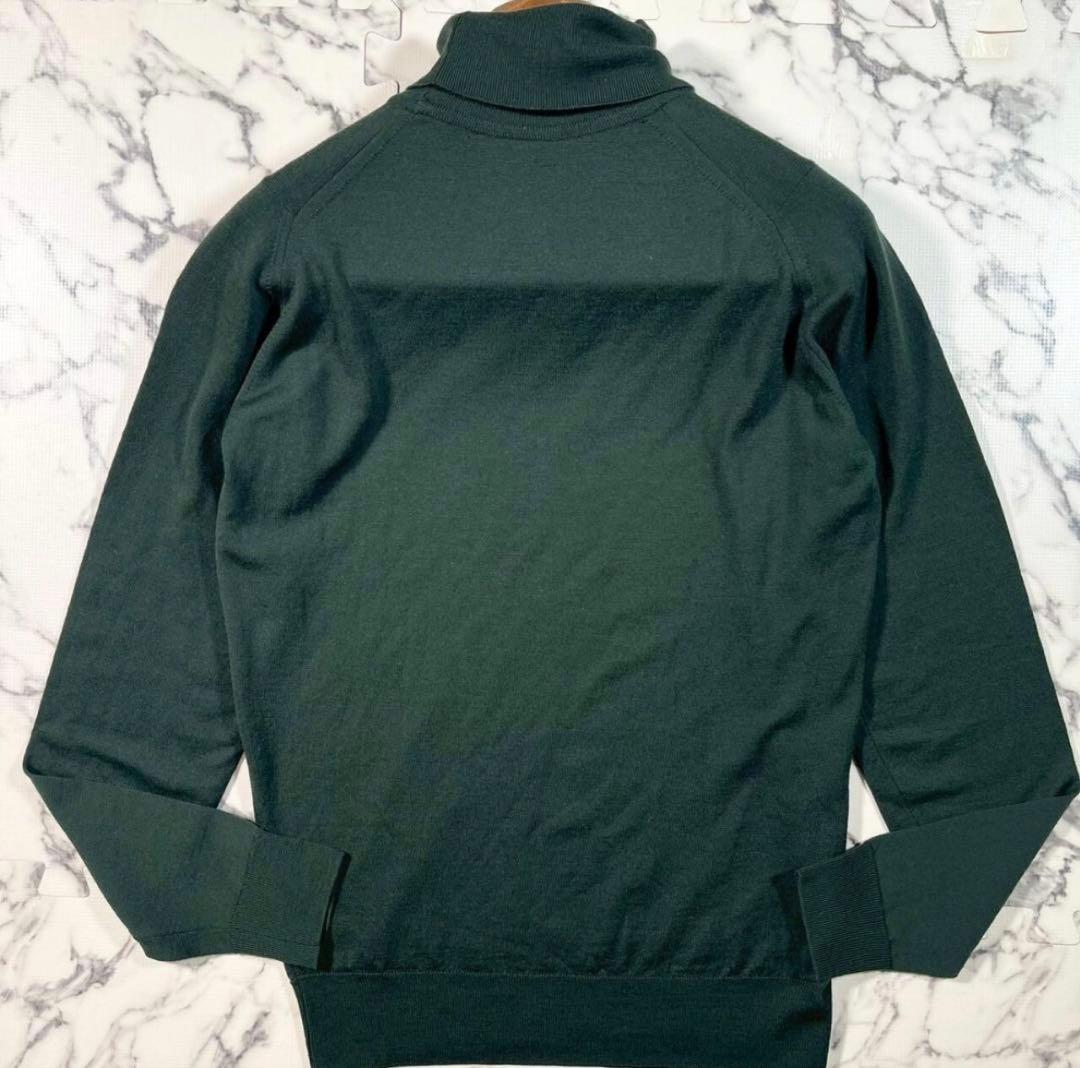 John Smedley メリノウール タートルネック ダークグリーン　S