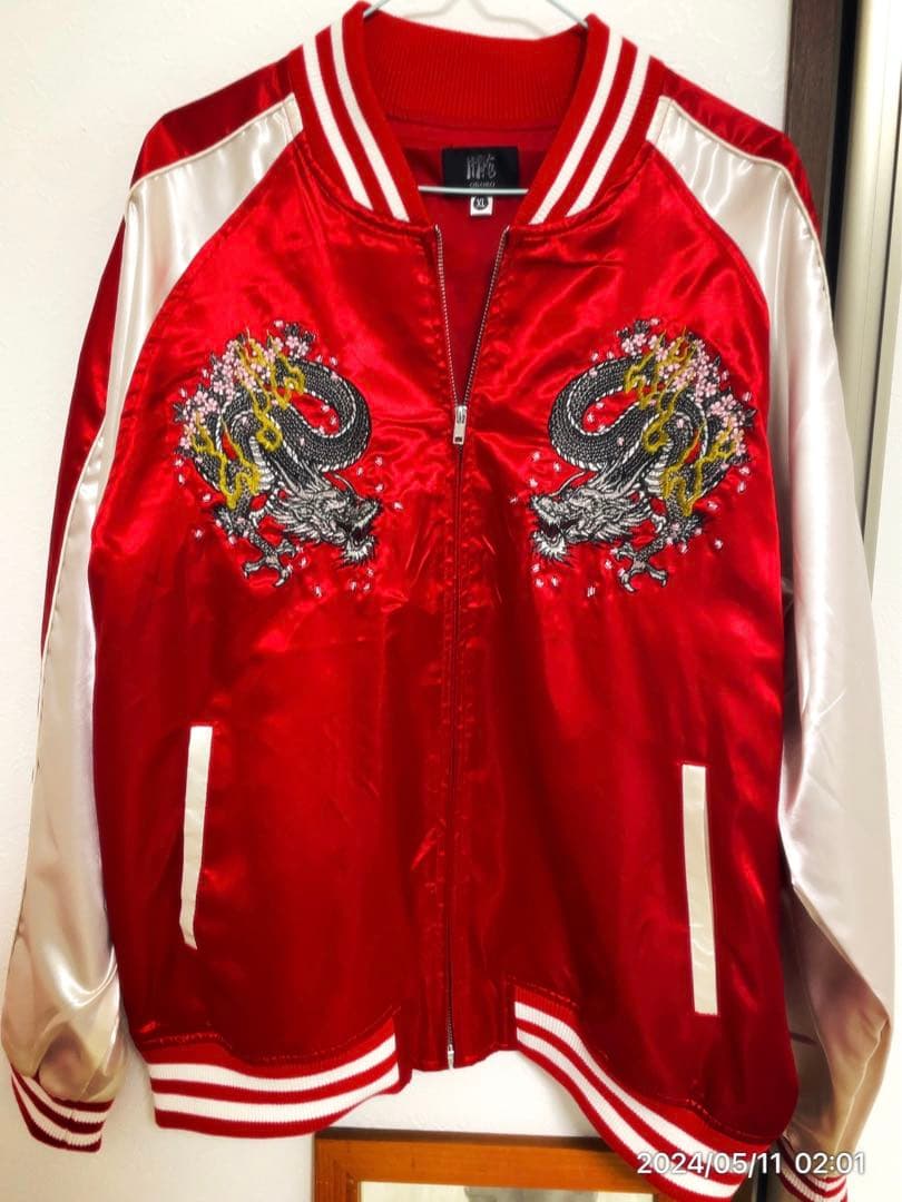 メンズ赤スカジャンLL