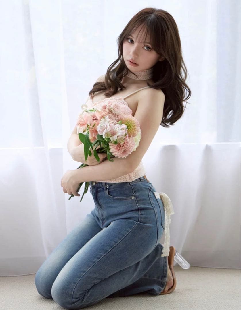 パンツ Lacey ribbon heart hip denim