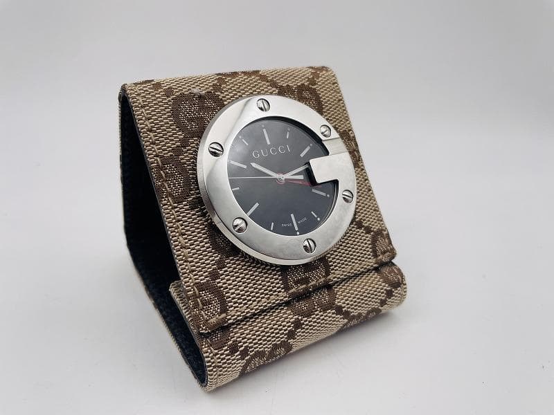 グッチ GUCCI トラベルクロック GGキャンバス 置時計 動作品