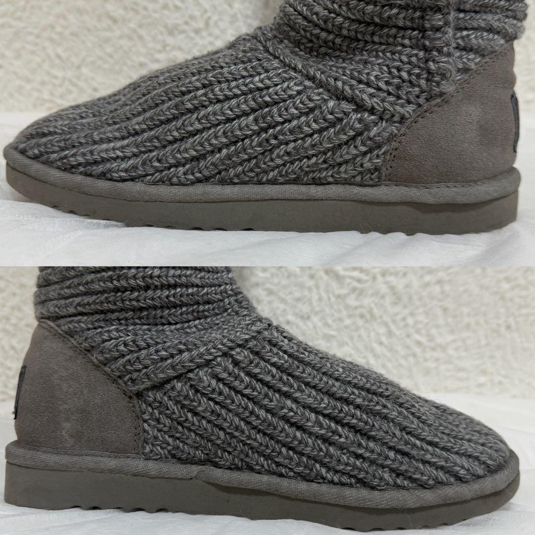 UGG アグ クラシックカーディガン 2WAY ニットブーツ　グレー　23cm