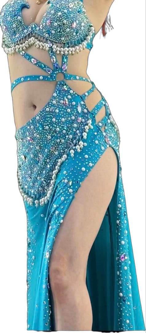 モナリザ　ベリーダンス衣装　オリエンタル　水色