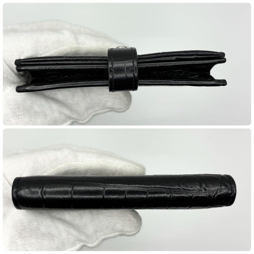 ✨極美品✨サンローラン　カードケース　カサンドラ　ロゴ　クロコ　型押し　レザー