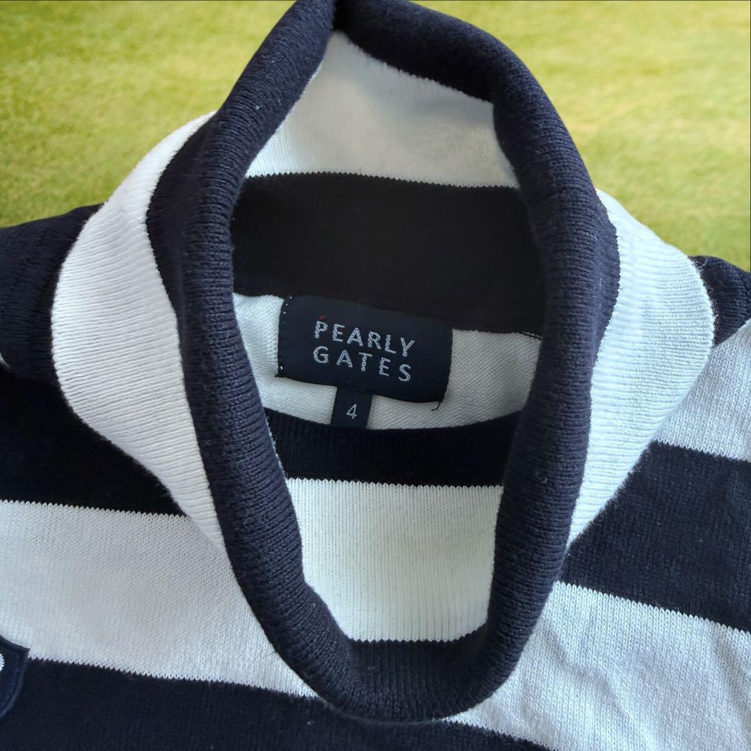 現行モデル　パーリーゲイツ　ニット　セーター　ハイネック　ボーダー　白　紺　4