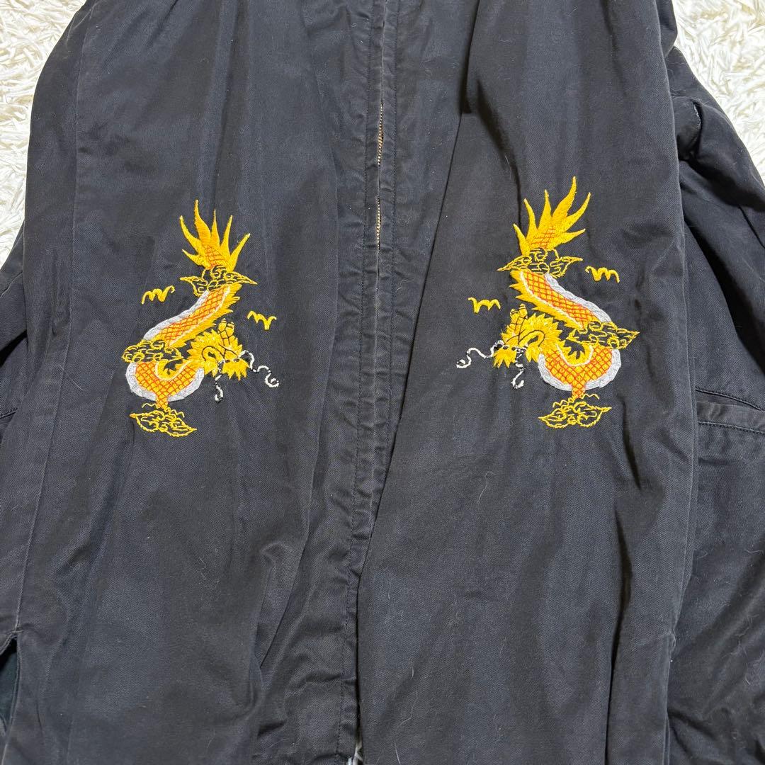 テーラー東洋 ベトジャン ブラック サイズ L 虎 龍 福 刺繍 スーベニア