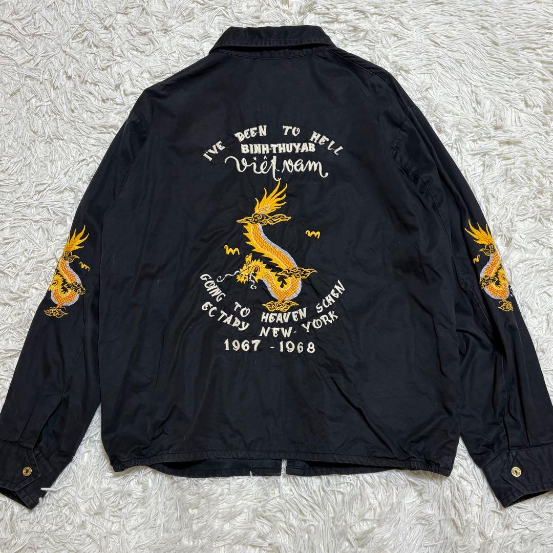 テーラー東洋 ベトジャン ブラック サイズ L 虎 龍 福 刺繍 スーベニア