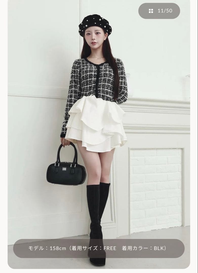 Darich ボリュームフリルツイードニットミニワンピース ダーリッチ