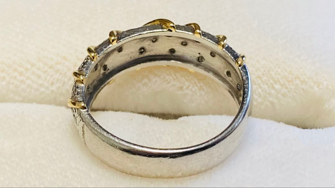 【るん】プラチナ ゴールド 波状デザインリング〈11号〉