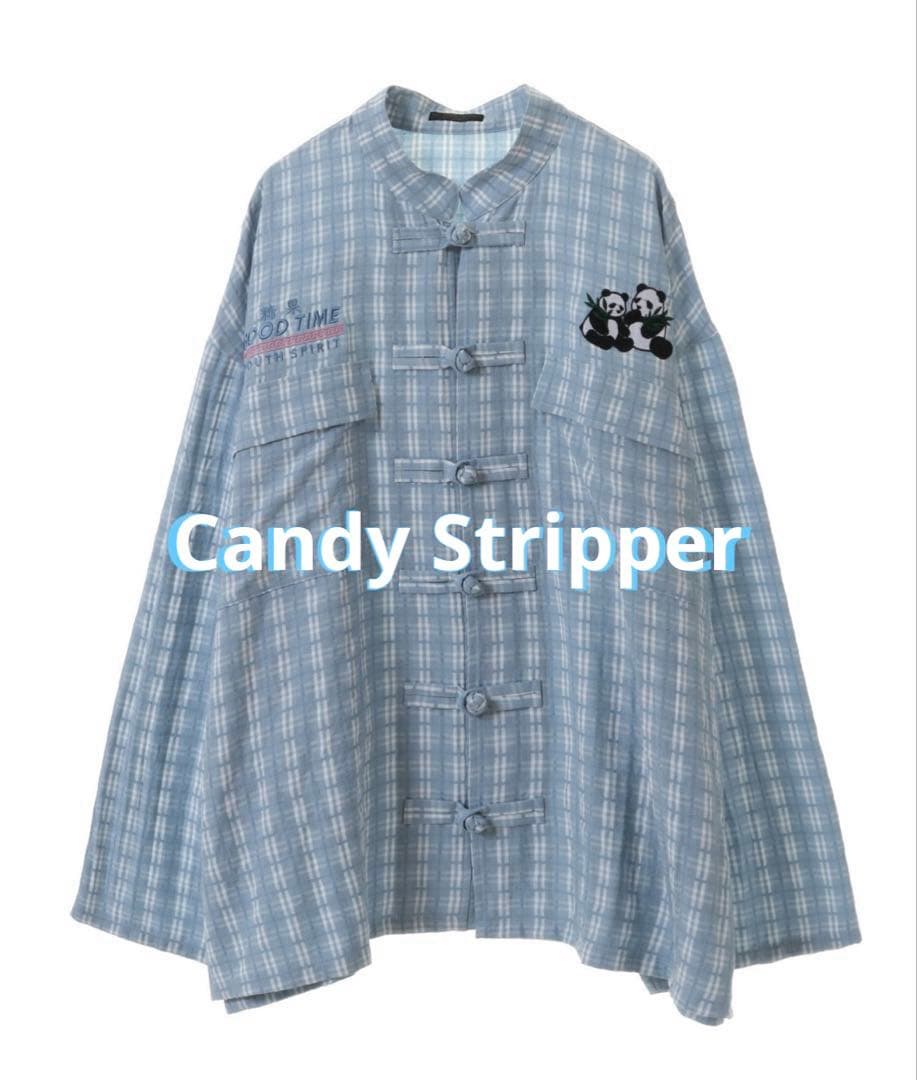 水色チェック GOOD TIME CHINA JACKET チャイナ服 パンダ