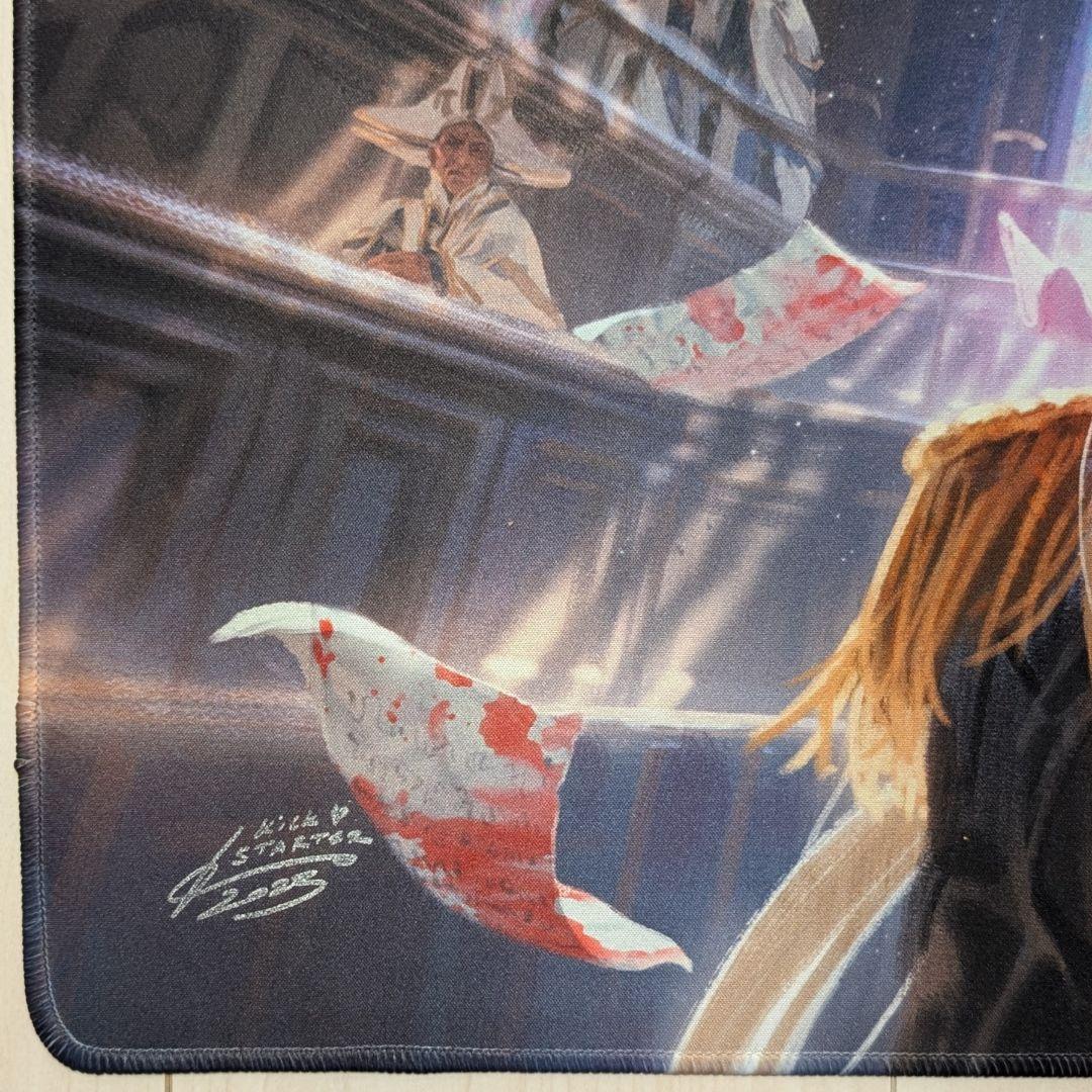 【未使用】スレイベンの守護者、サリア　ステッチ加工　プレイマット　サインド