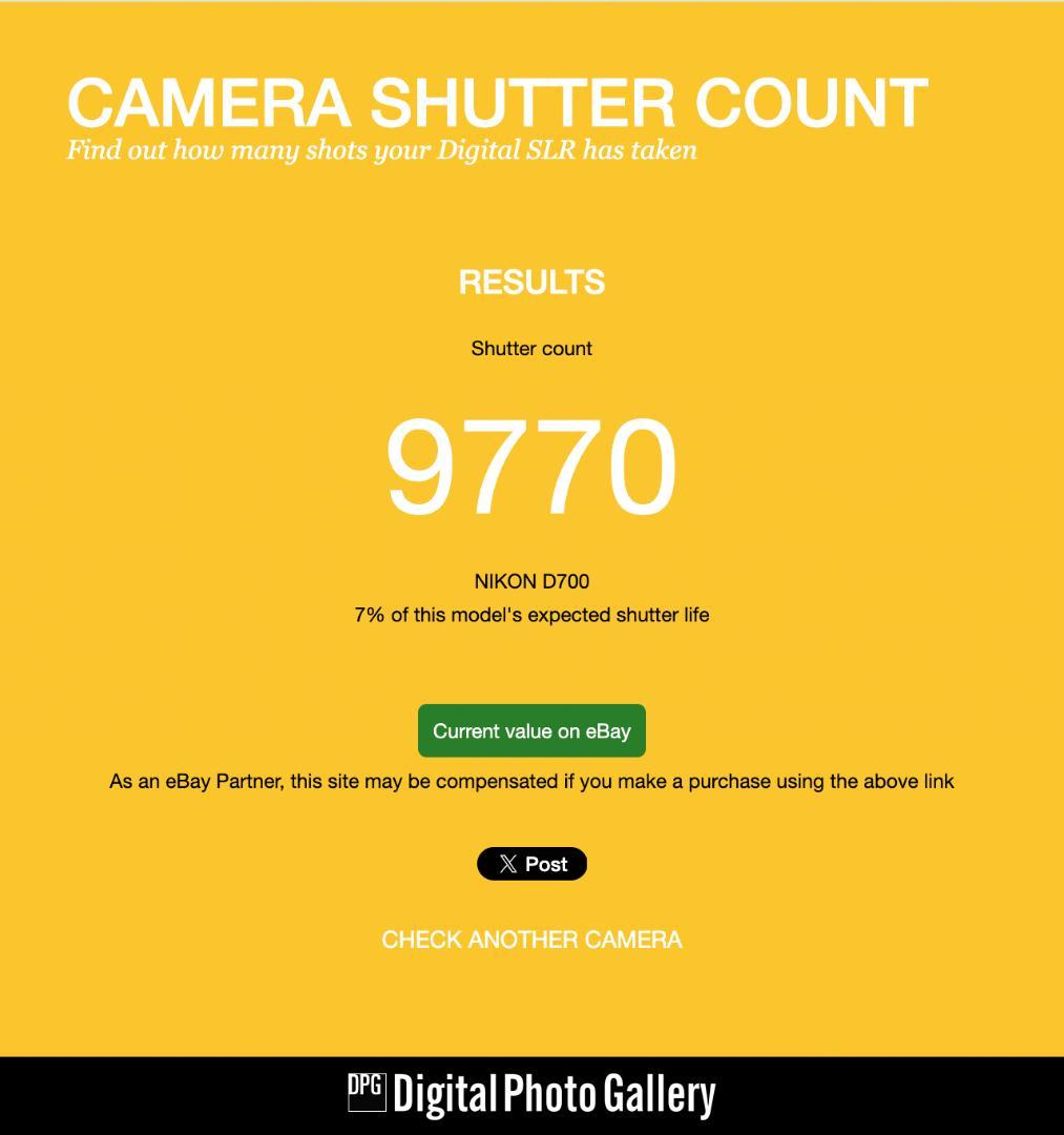 良好な状態 Nikon D700 – シャッター回数 9770回