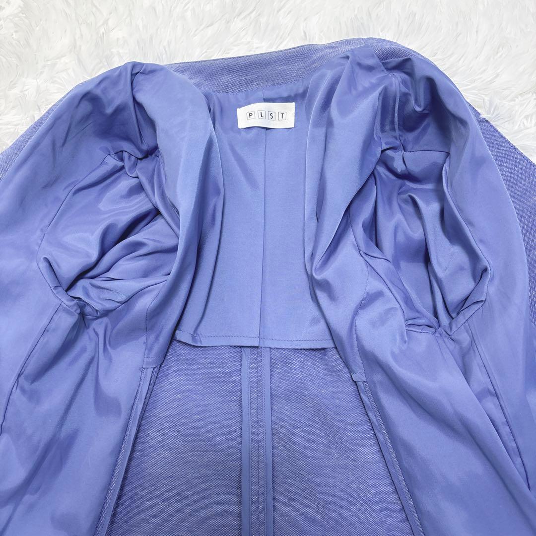 美品✨【洗える】PLST リネン混 ノーカラー パンツスーツセットアップ M