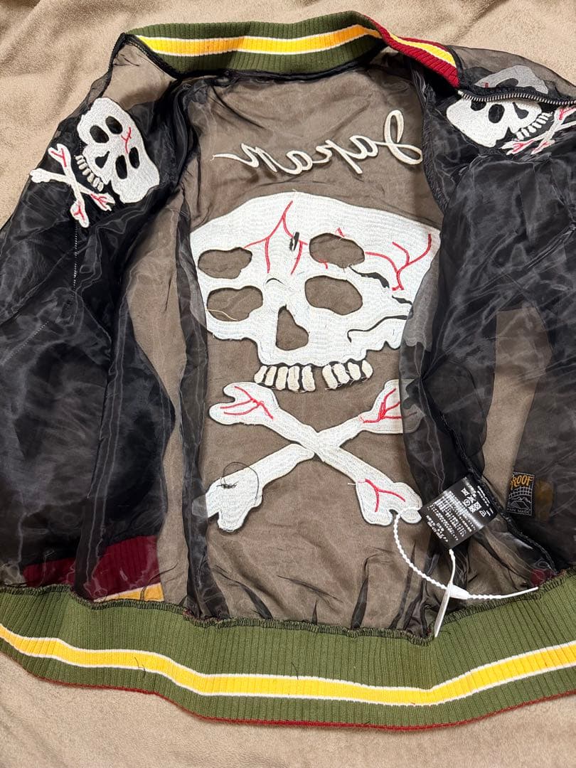 未使用 スカル メッシュ生地 スカジャン unisex 美品 vintage